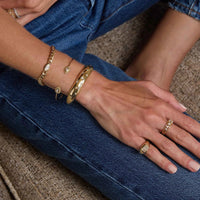 Zoe Chicco 14K Yellow Gold Pear Shaped Diamond Open Hard Wire Cuff Bracelet