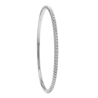 14K White Gold Prong Set Diamond Bangle