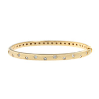 14K Yellow Gold Burnished Set Diamond Bangle