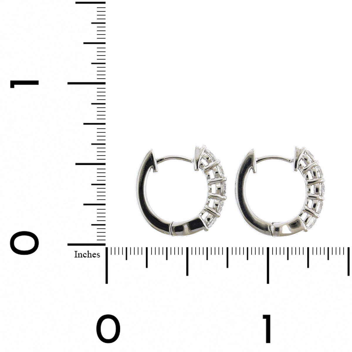 14K White Gold 5 Stone Huggie Earrings