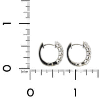 14K White Gold 5 Stone Huggie Earrings