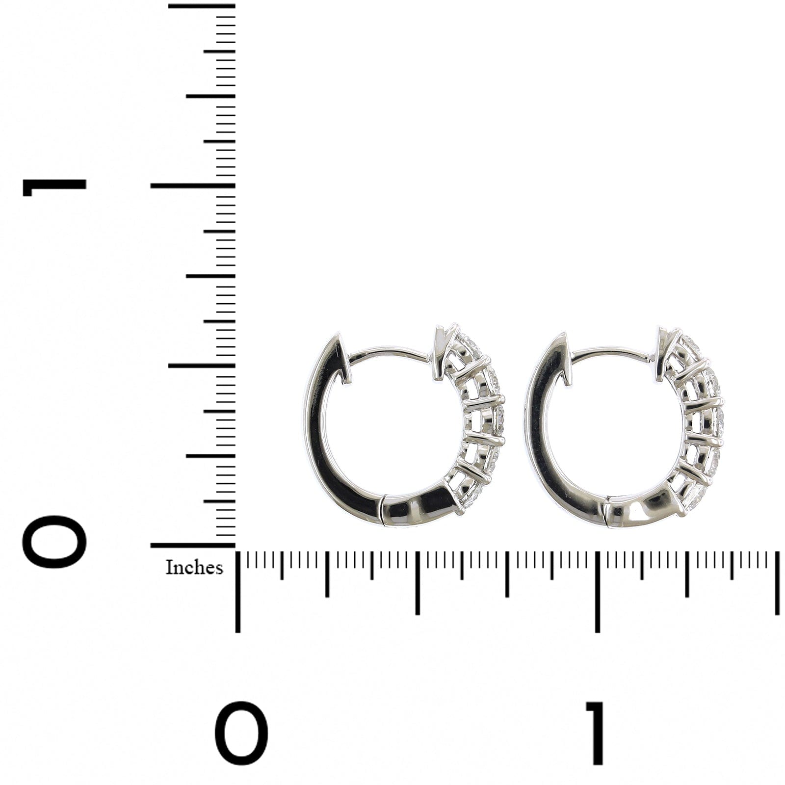 14K White Gold 5 Stone Huggie Earrings