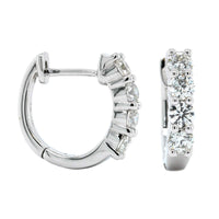 14K White Gold Diamond Hoop Earrings