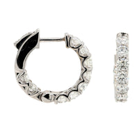 14K White Gold Inside Out Diamond Hoop Earrings