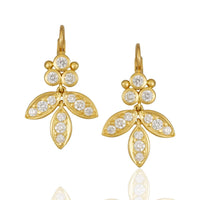 Temple St. Clair 18K Yellow Gold Foglia Earrings with Diamond Pavé