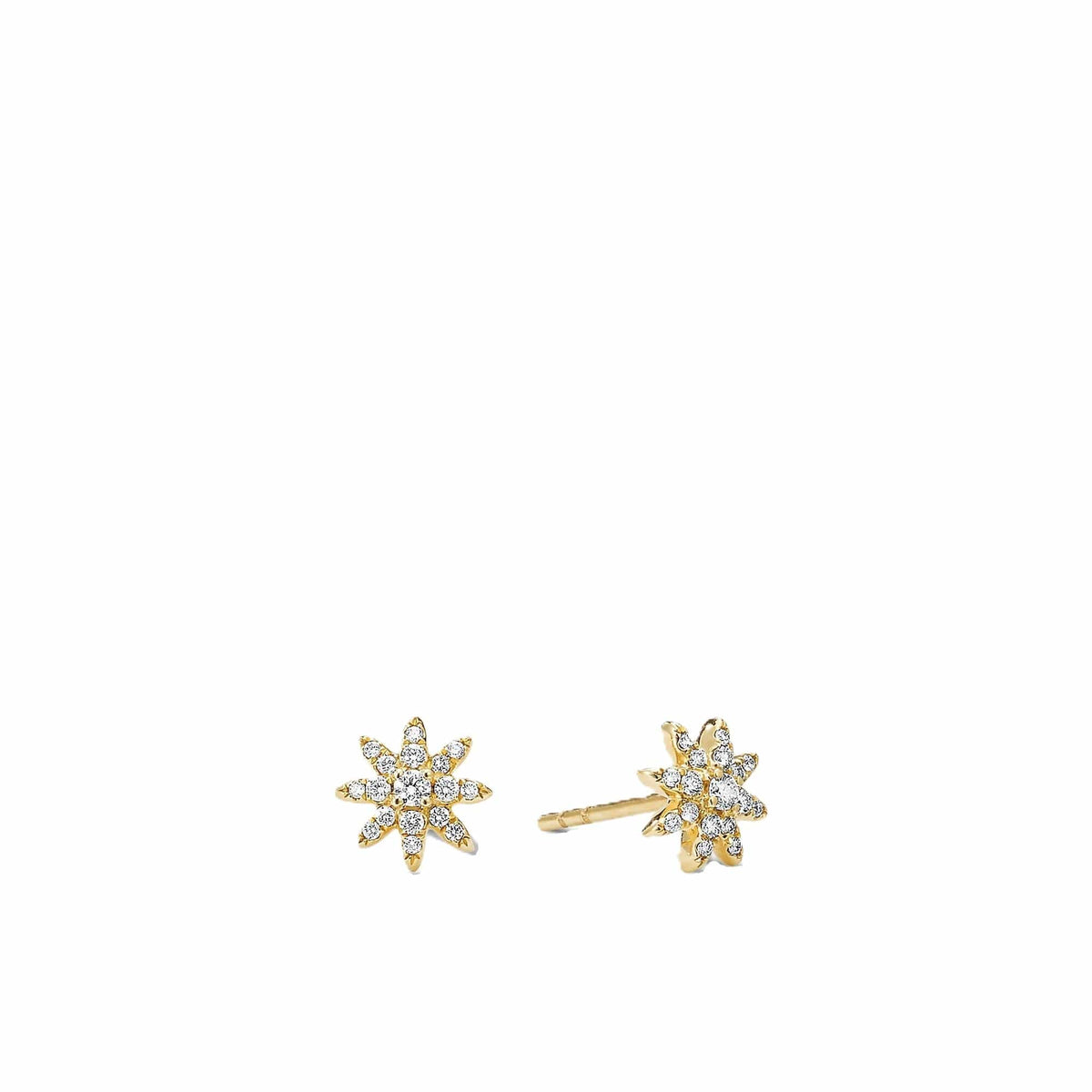 Petite Starburst Stud Earrings in 18K Yellow Gold with Pavé Diamonds