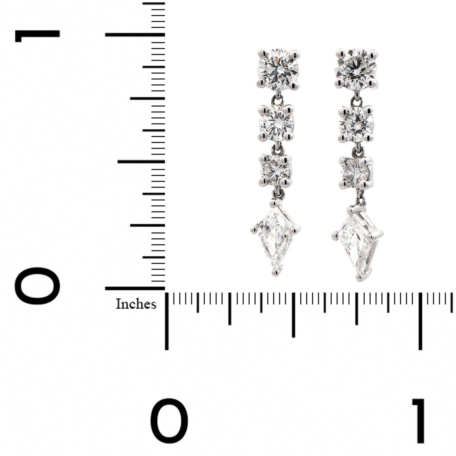 Platinum Kite Cut Diamond Drop Earrings