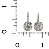 14K White Gold Diamond Cluster Drop Earrings