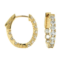 18K Yellow Gold Diamond Huggie Earrings
