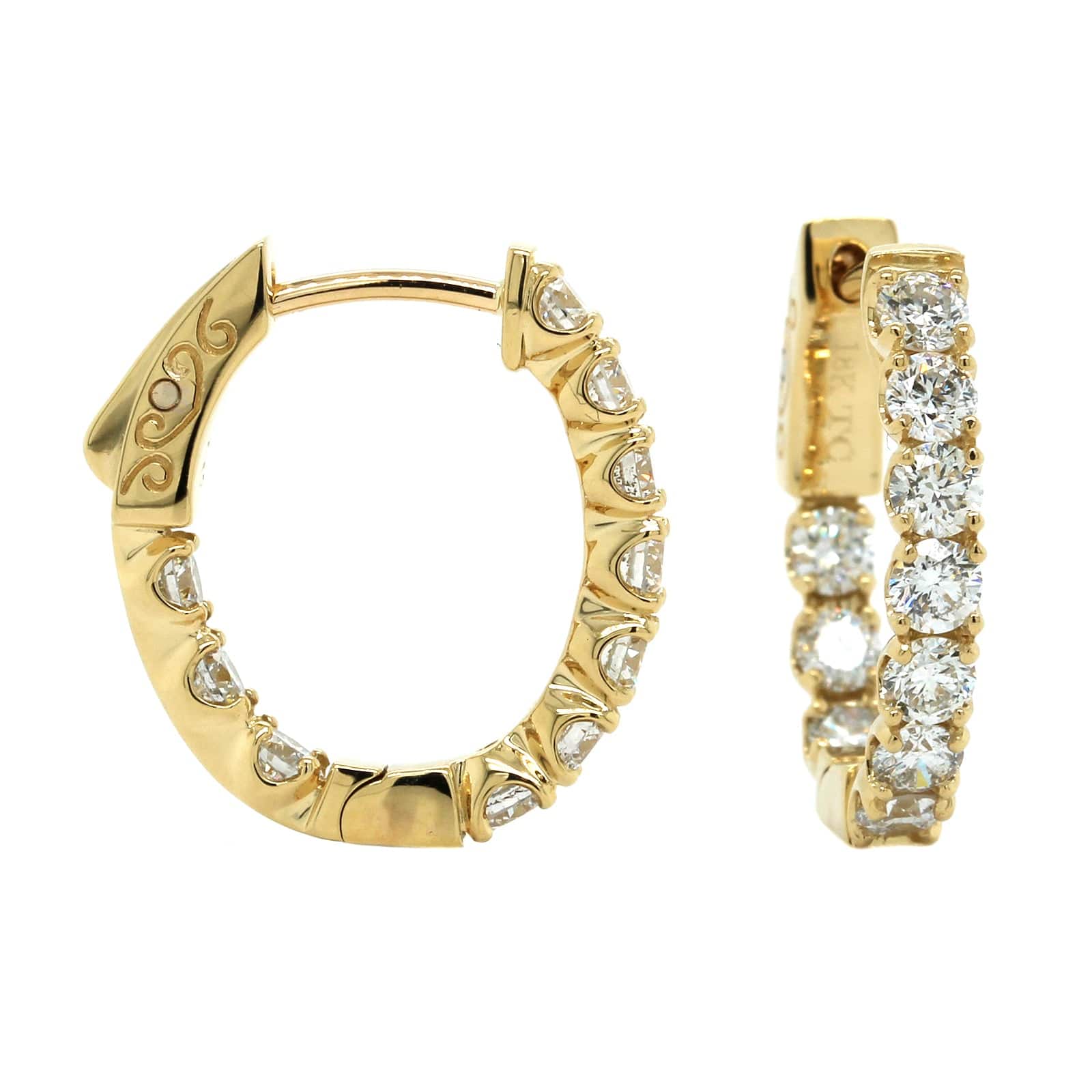 18K Yellow Gold Diamond Huggie Earrings
