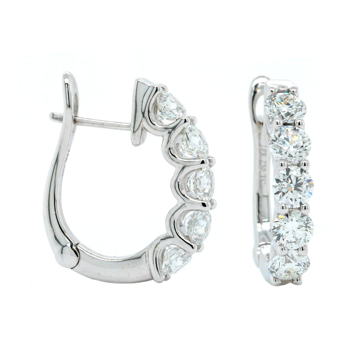 14K White Gold Diamond Huggie Earrings