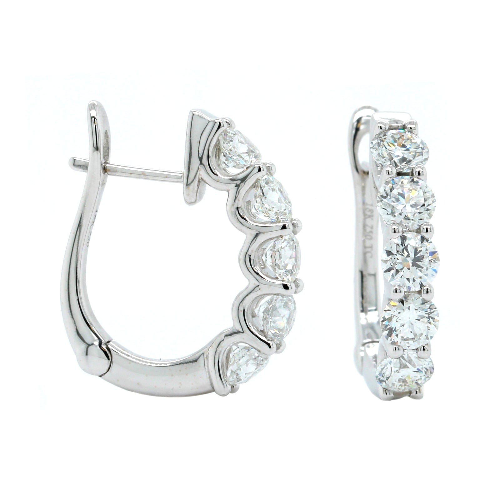 14K White Gold Diamond Huggie Earrings
