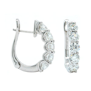 14K White Gold Diamond Huggie Earrings