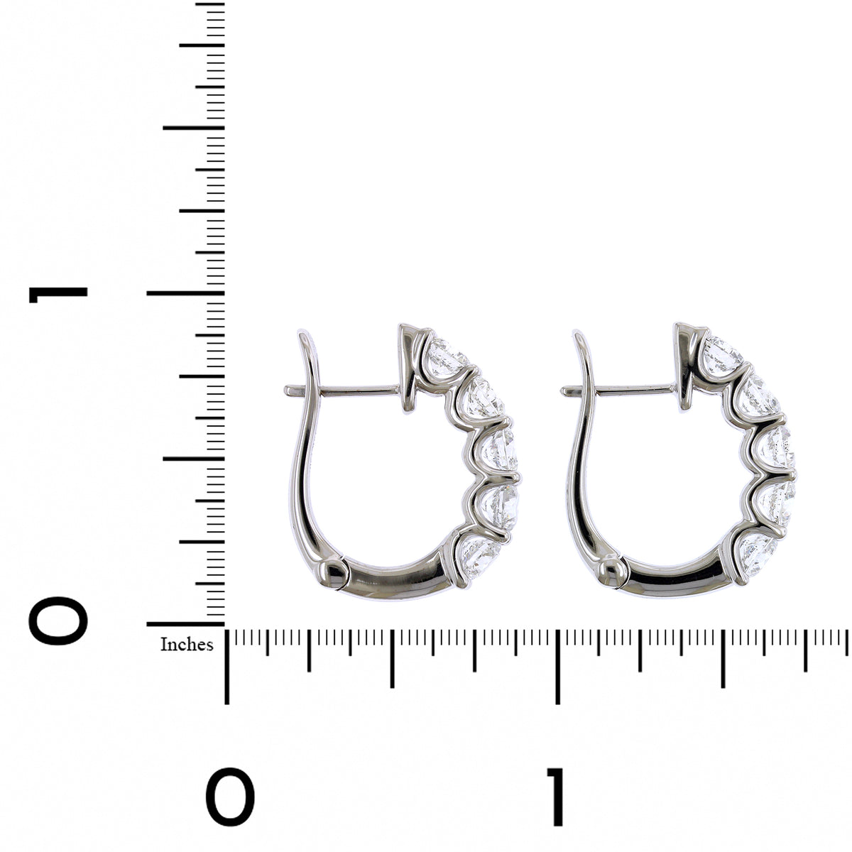 14K White Gold Diamond Huggie Earrings