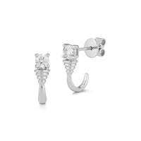 Dana Rebecca 14K White Gold Diamond Coil Huggie Earrings
