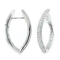 18K White Gold Pave Diamond Hoop Earrings