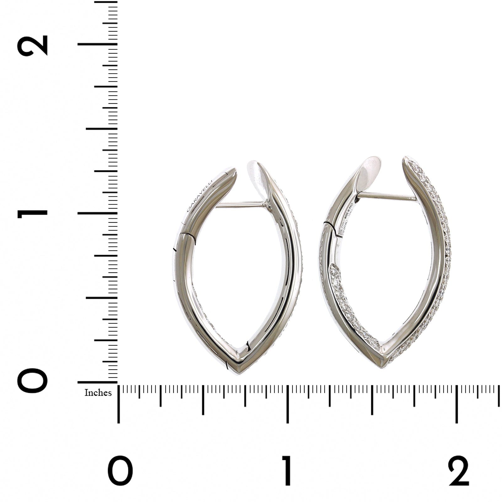 18K White Gold Pave Diamond Hoop Earrings
