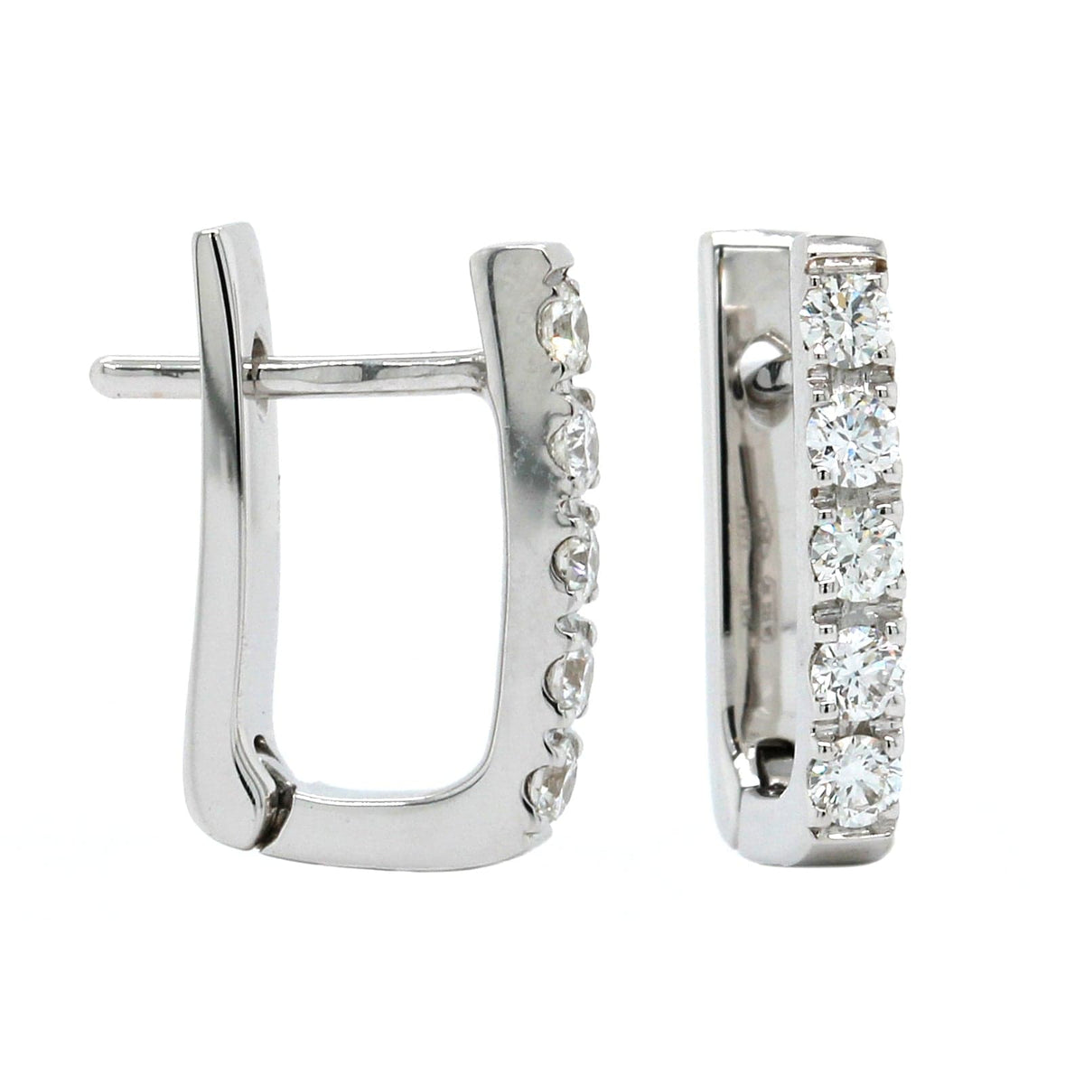 18K White Gold Pave Diamond Hoop Earrings