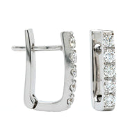 18K White Gold Pave Diamond Hoop Earrings