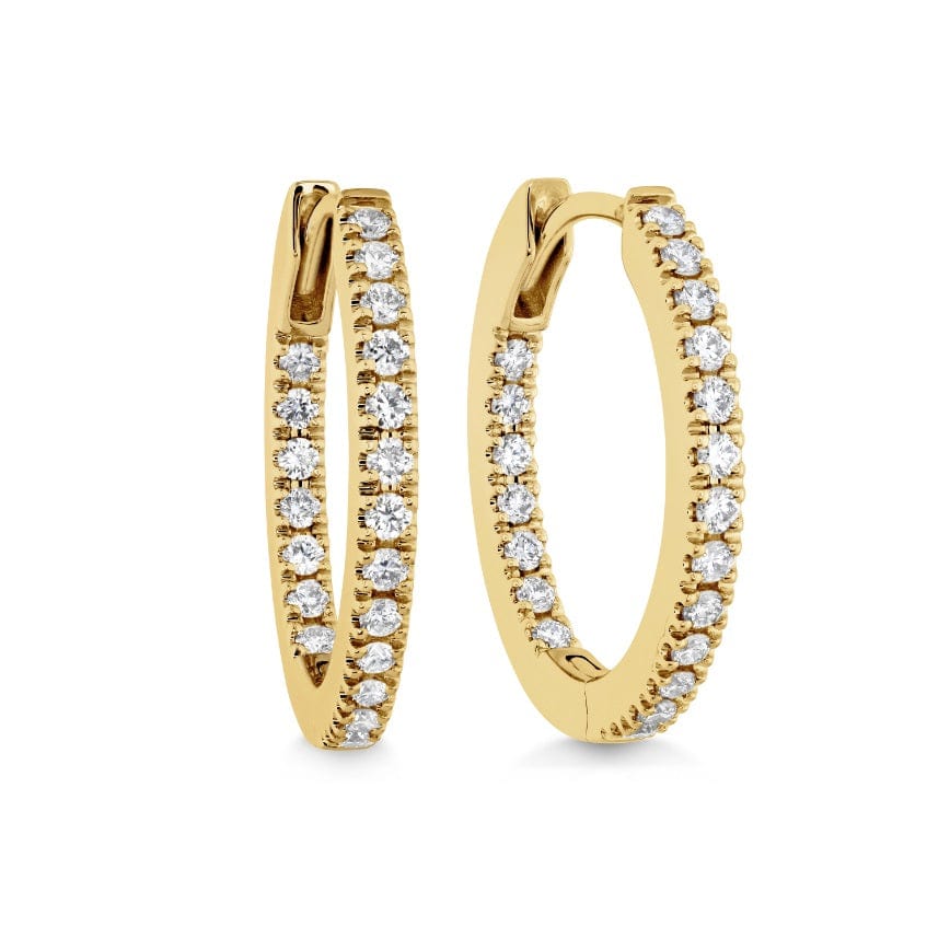 18K Yellow Gold Diamond Hoop Earrings