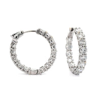 18K White Gold Diamond Hoop Earrings