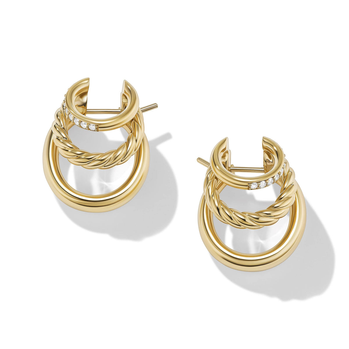DY Mercer™ Multi Hoop Earrings in 18K Yellow Gold with Pavé Diamonds