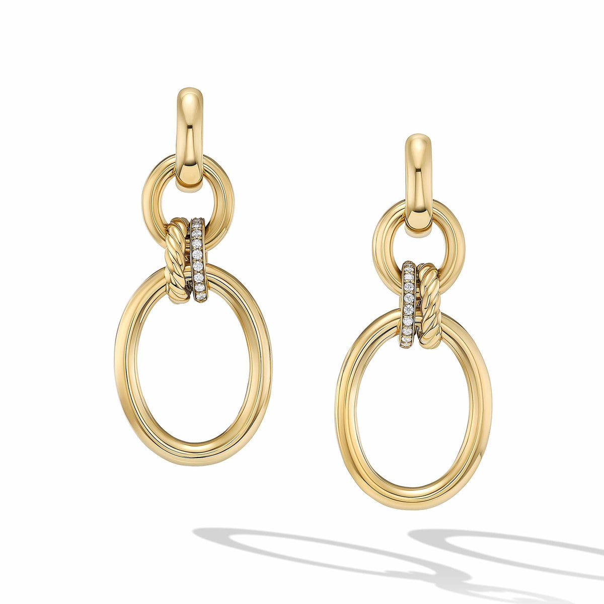 DY Mercer™ Circular Drop Earrings in 18K Yellow Gold with Pavé Diamonds