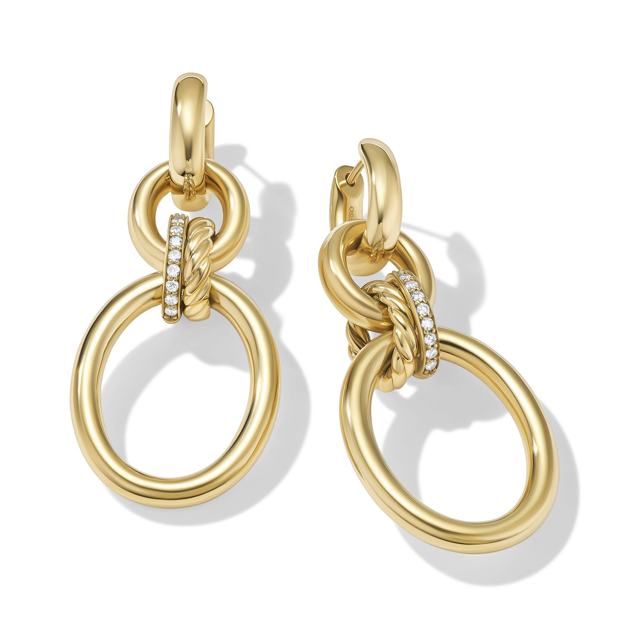 DY Mercer™ Circular Drop Earrings in 18K Yellow Gold with Pavé Diamonds