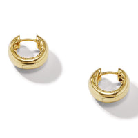 Sculpted Cable Micro Smooth Hoop Earrings in 18K Yellow Gold
