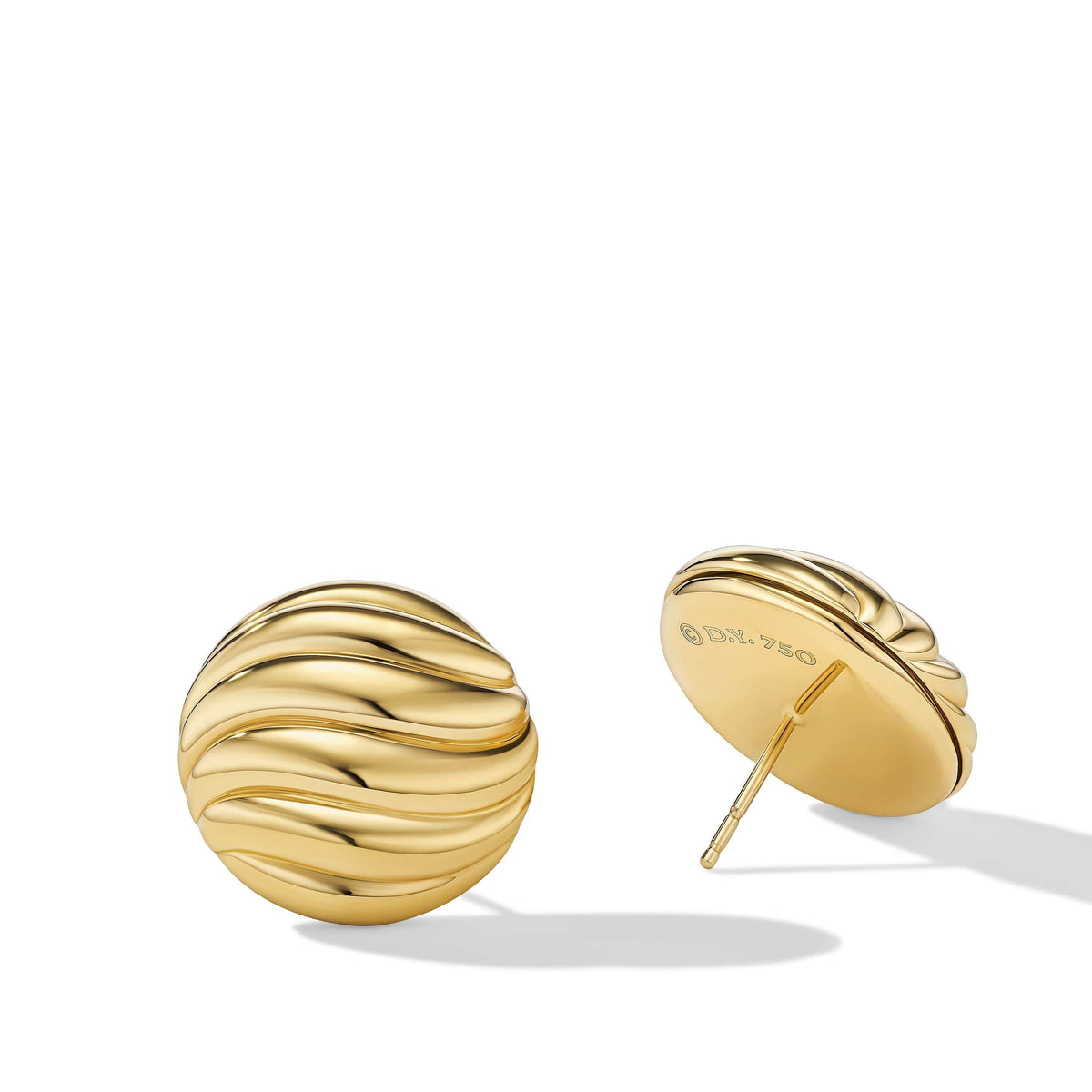 Sculpted Cable Stud Earrings in 18K Yellow Gold