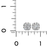 14K White Gold Cushion Halo Diamond Stud Earrings
