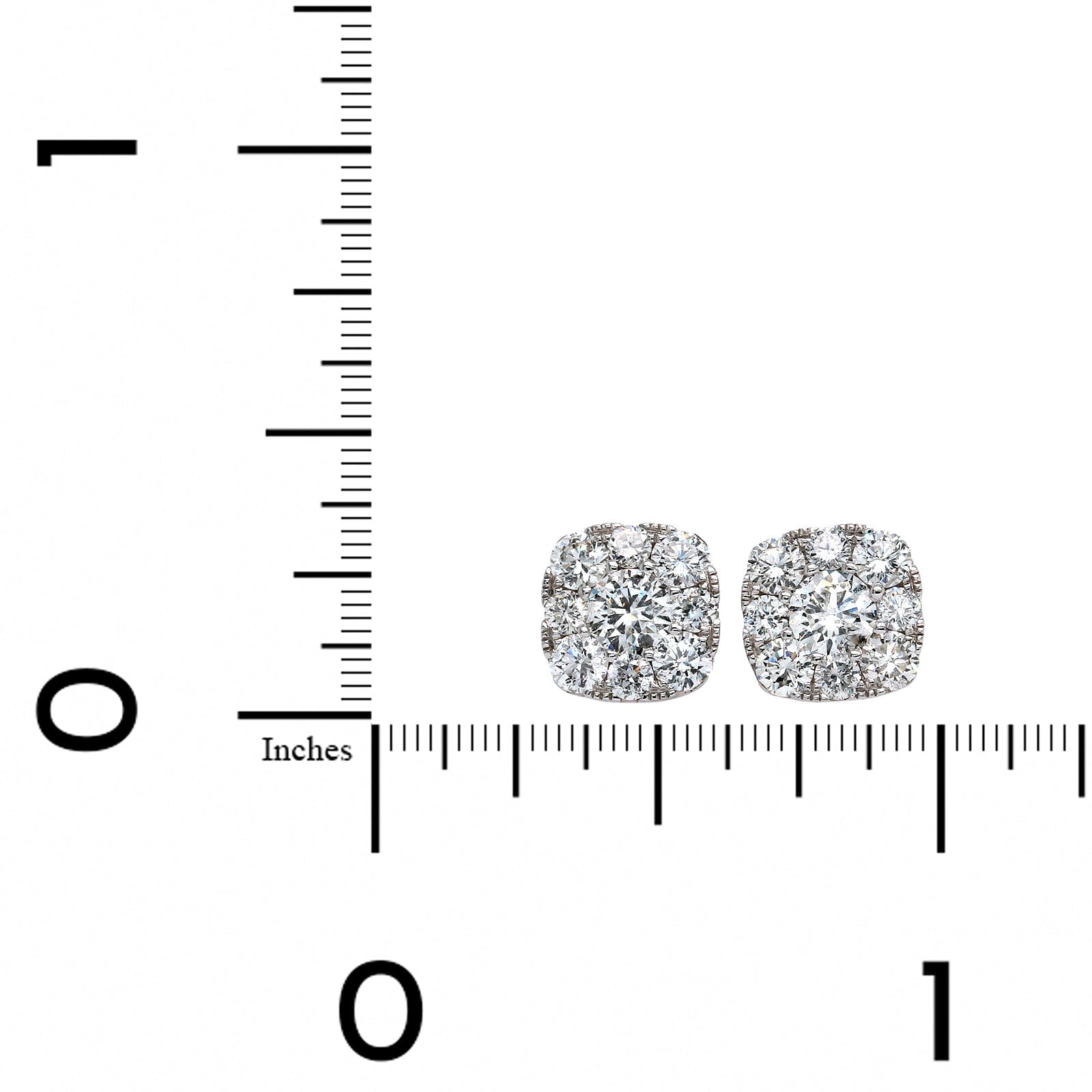 14K White Gold Cushion Halo Diamond Stud Earrings