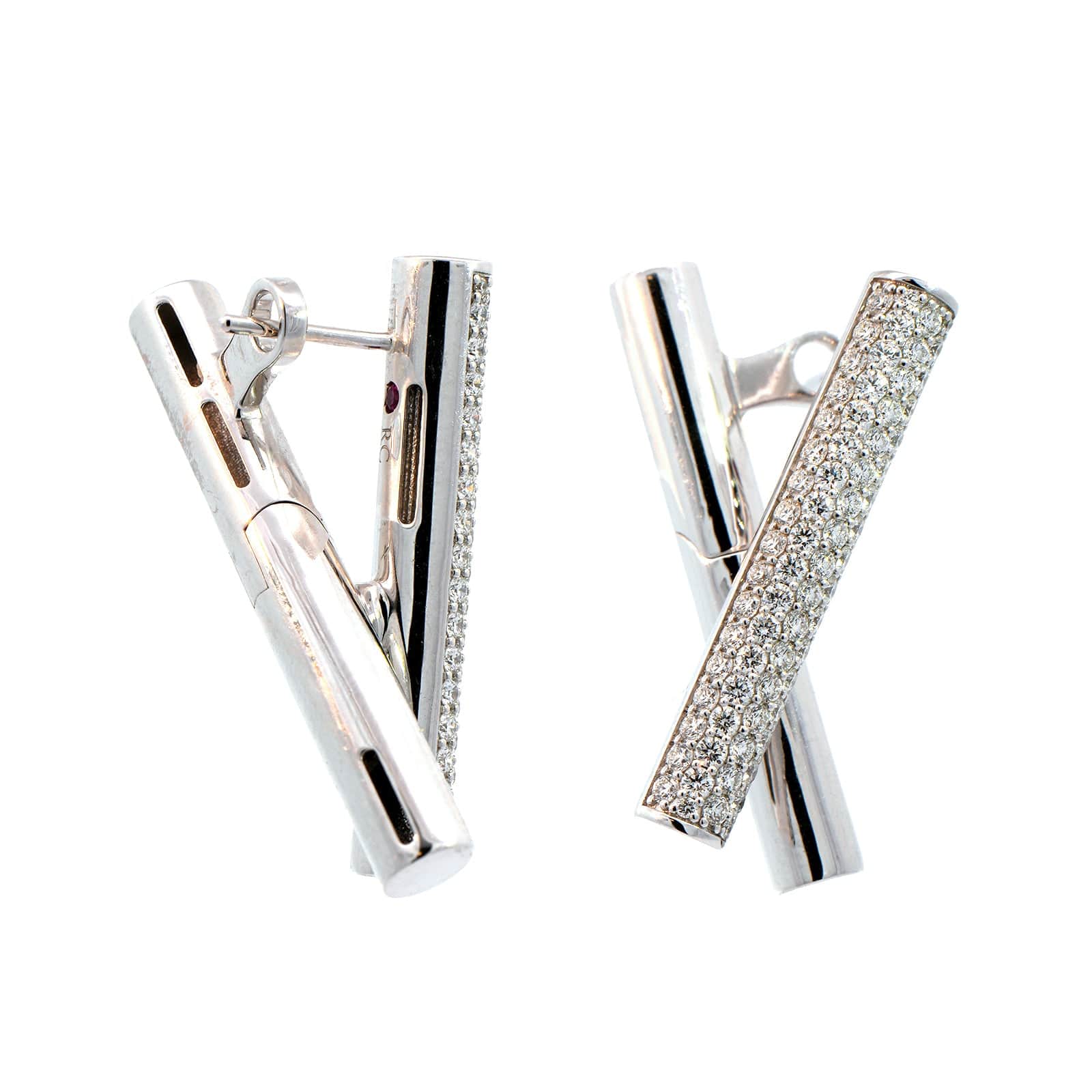 Roberto Coin 18K White Gold Domino Diamond Crossover Earrings