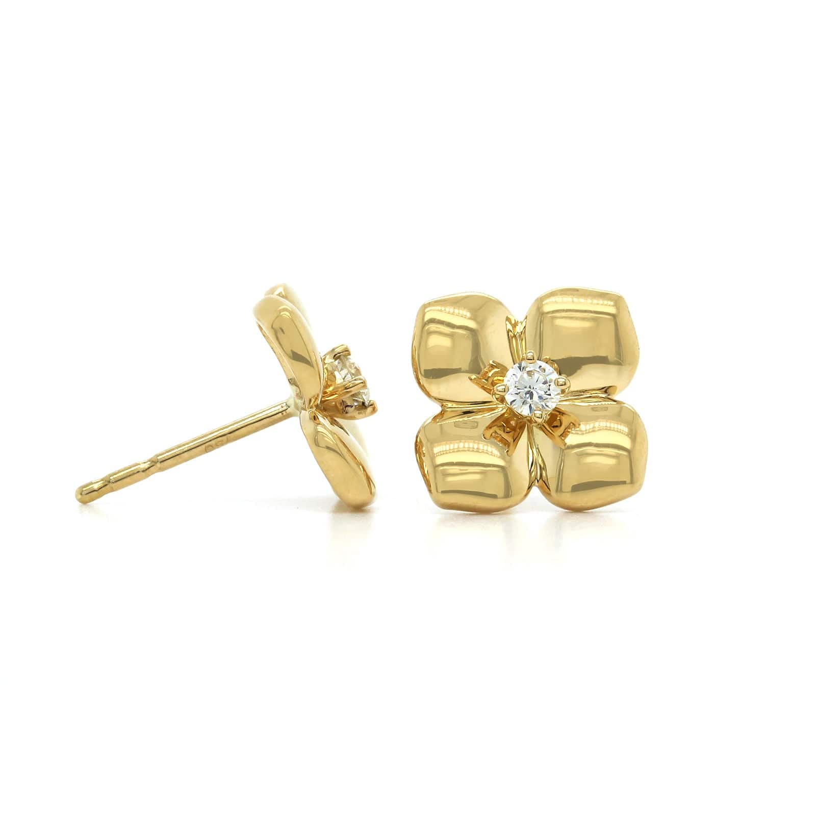 Penny Preville 18K Yellow Gold Diamond Flower Stud Earrings