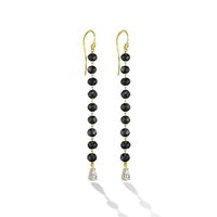 CADAR 18K Yellow Gold Black Diamond Bead Drop Earrings
