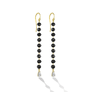 Cadar 18K Yellow Gold Black Diamond Bead Drop Earrings