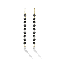 CADAR 18K Yellow Gold Black Diamond Bead Drop Earrings