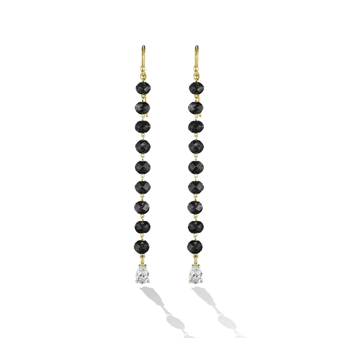 Cadar 18K Yellow Gold Black Diamond Bead Drop Earrings