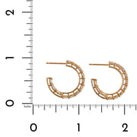 18K Rose Gold Open Diamond Hoop Earrings