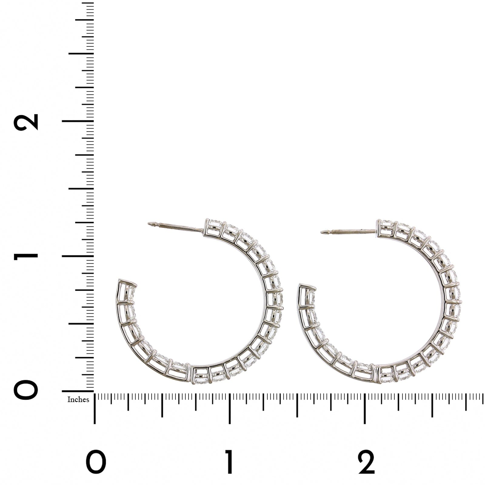 18K White Gold Inside Outside Open Diamond Hoop Earrings