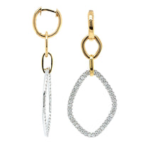 18K Yellow Gold Pave Diamond Open Link Drop Earrings