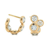 18K Yellow Gold Bezel Set Diamond Huggie Earrings