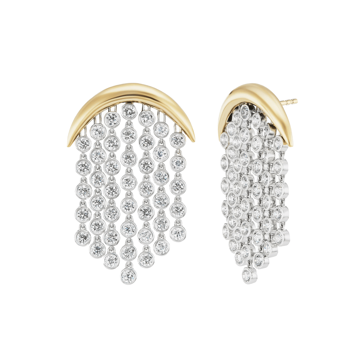 18K Yellow Gold Fringe Diamond Drop Earrings