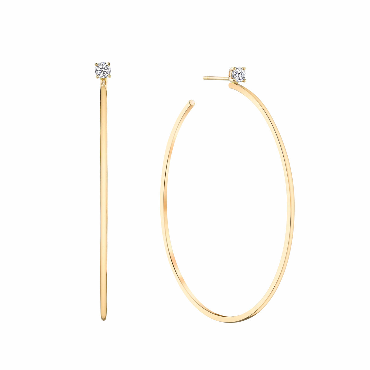 Anita Ko 18K Yellow Gold Diamond Studs Large Hoops Earrings