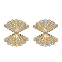 Anita Ko 18K Yellow Gold Pave Diamond Double Fan Earrings