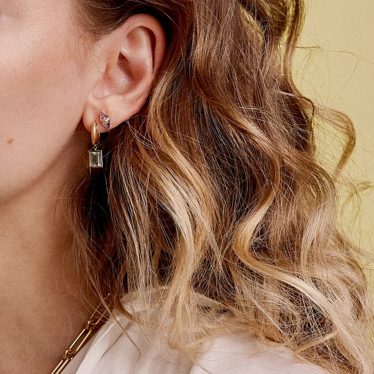 18K Yellow Pietra Diamond Stud Earrings