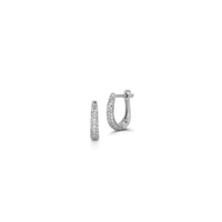 14K White Gold Tapered Diamond Mini Huggie Earrings