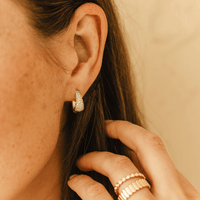 Dana Rebecca 14K Yellow Gold Tapered Diamond Large Huggie Earrings
