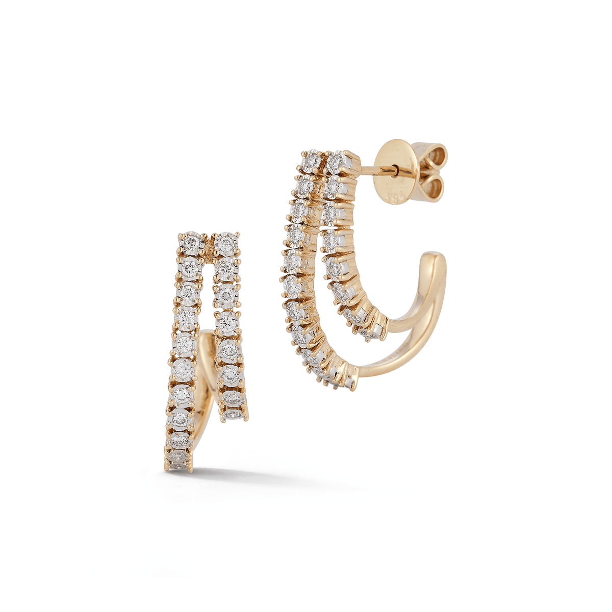 Dana Rebecca 14K Yellow Gold Double Diamond Hoop Earrings