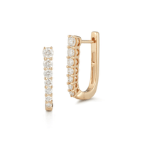 14K Yellow Gold Graduated Diamond U Hoop Earrings